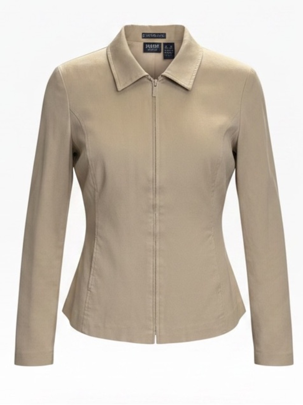Hillard And Hanson Beige Stretch Zip Front Jacket Size 12